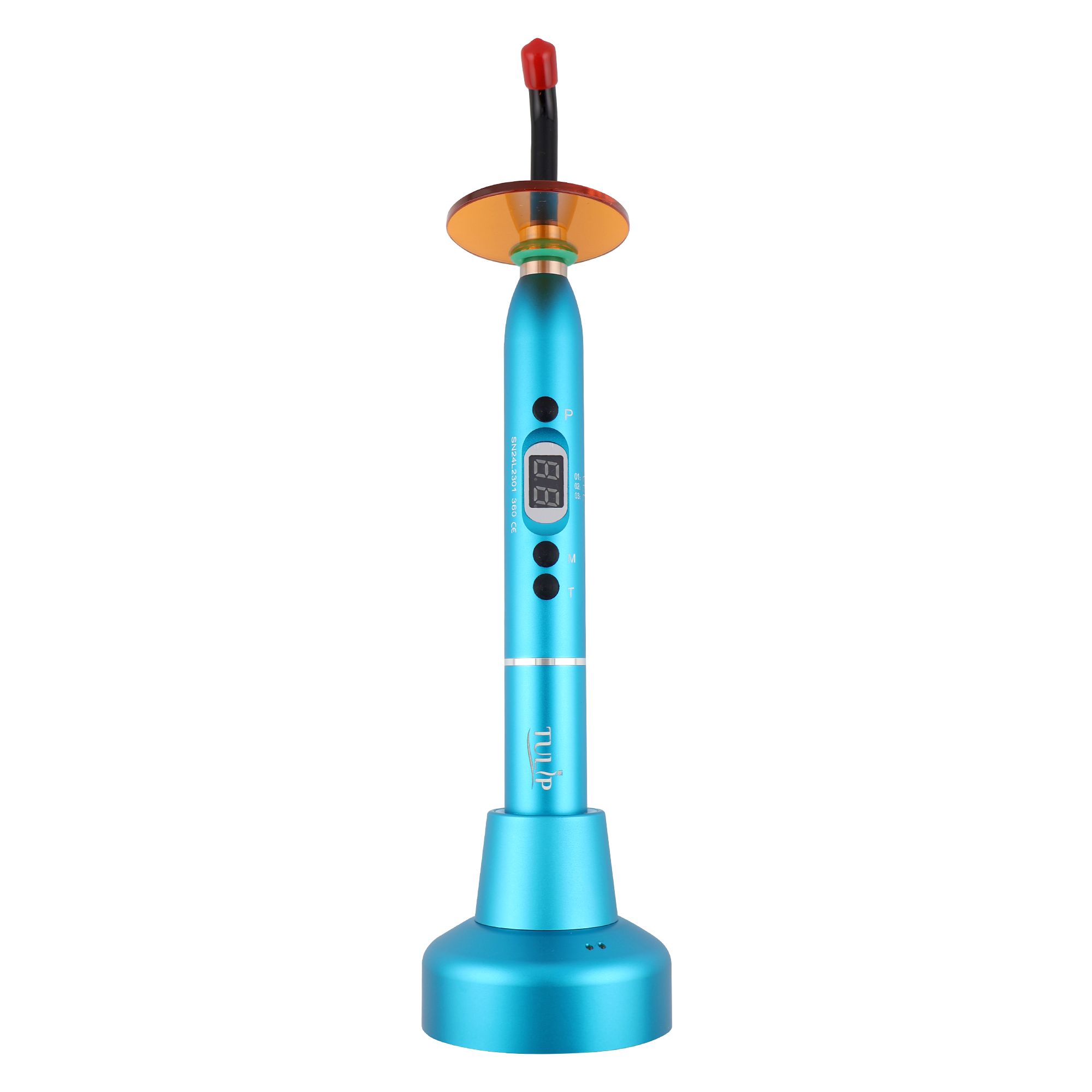 Tulip Cordless Dental 4 LED Curing Light – 1200 mW/cm² 430-485nm Stainless Steel Design (Blue) | DoctorSupplies.com