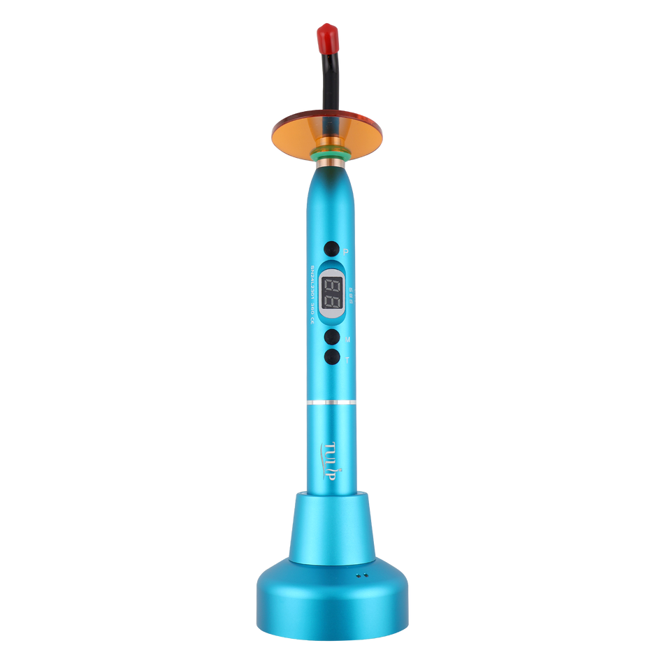 Tulip Cordless Dental 4 LED Curing Light – 1200 mW/cm² 430-485nm Stainless Steel Design (Blue) | DoctorSupplies.com
