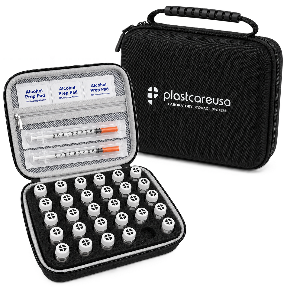 30 Slot Vial Storage Case for 3ml, 5ml & 10ml Vials | Hard Shell Protective Carry Case