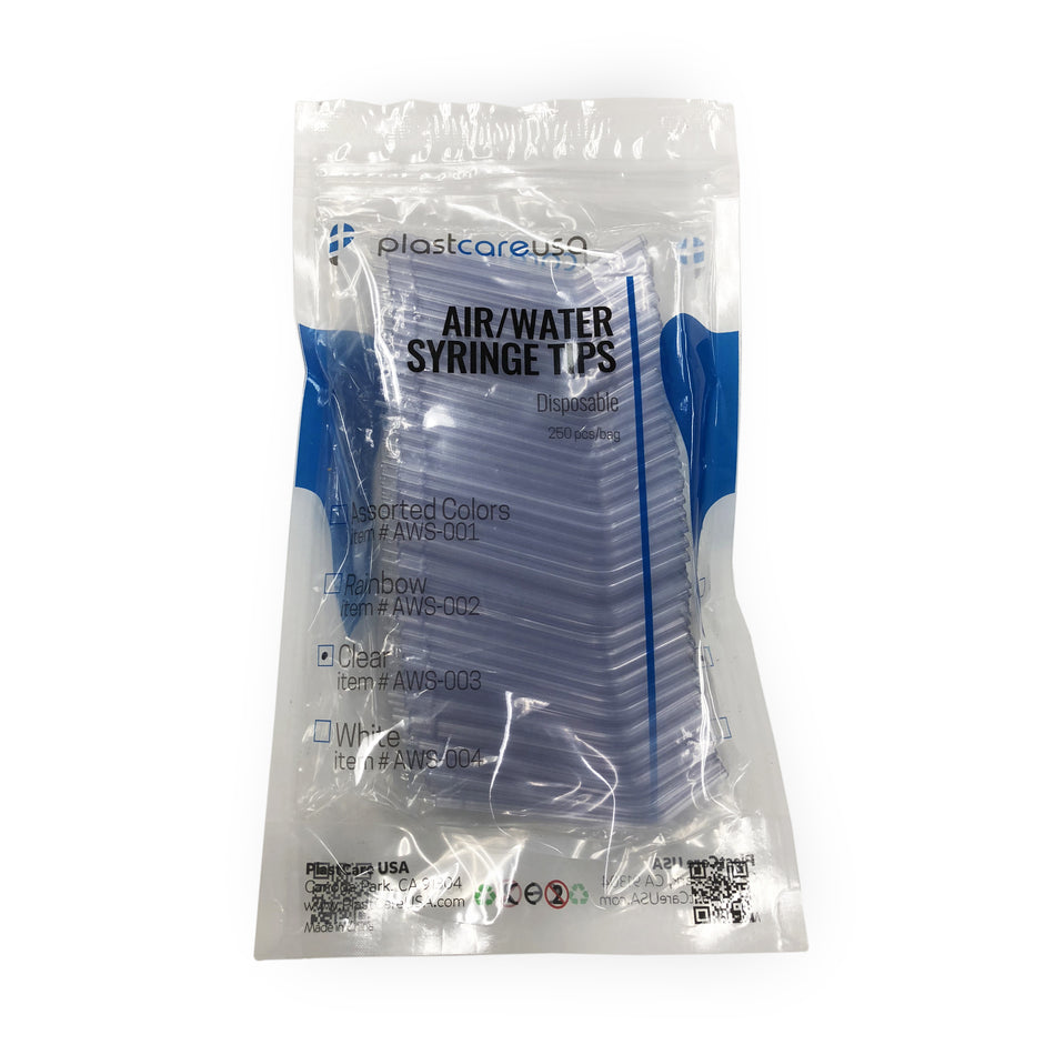 1000 x Clear Air-Water Syringe Tips, (4 Bags of 250) by PlastCare USA - My DDS Supply