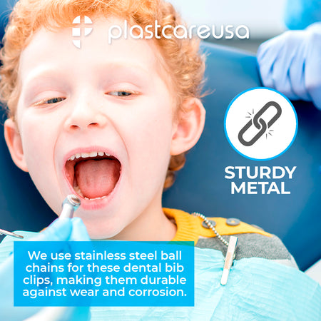 Metal Bib Clip Holders Ball Chain 10 Pack | Dental Supplies - detail view | DoctorSupplies.com