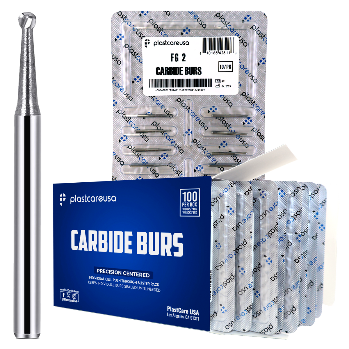 FG 2 Round Carbide Burs Clinical Length 100pk High-Speed | DoctorSupplies.com
