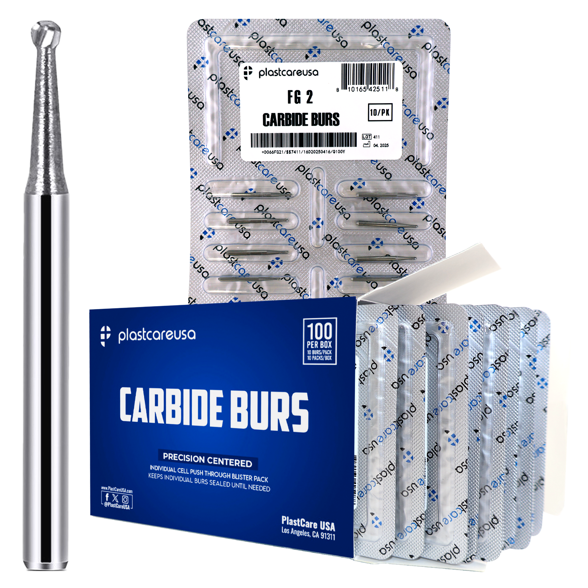 FG 2 Round Carbide Burs Clinical Length 100pk High-Speed | DoctorSupplies.com