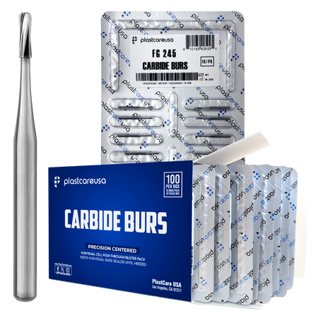 PlastCare USA FG 245 Pear Carbide Burs – 100 Pack | DoctorSupplies.com
