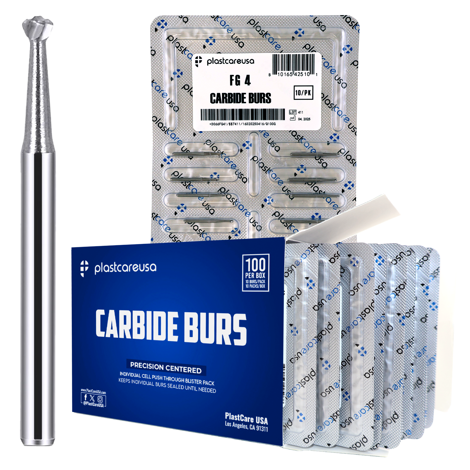 FG 4 Round Carbide Burs Clinical Length 100pk – Bulk Dental Burs | DoctorSupplies.com