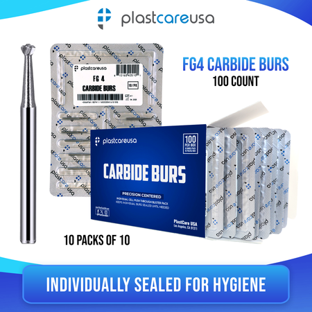 FG 4 Round Carbide Burs Clinical Length 100pk – Bulk Dental Burs - front view | DoctorSupplies.com