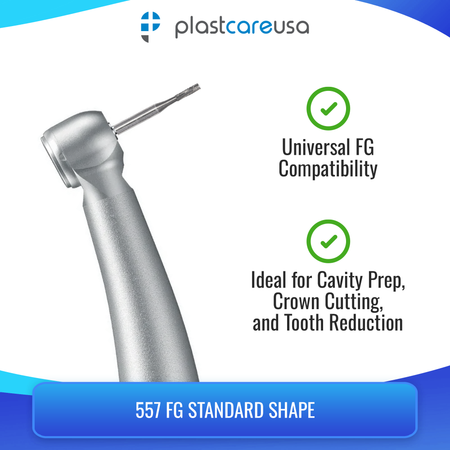 PlastCare USA 557 Carbide Burs FG 100 Pack High Speed - detail view | DoctorSupplies.com
