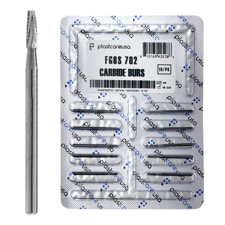 PlastCare USA 702 Surgical Carbide Burs 100-Pack FG - front view | DoctorSupplies.com