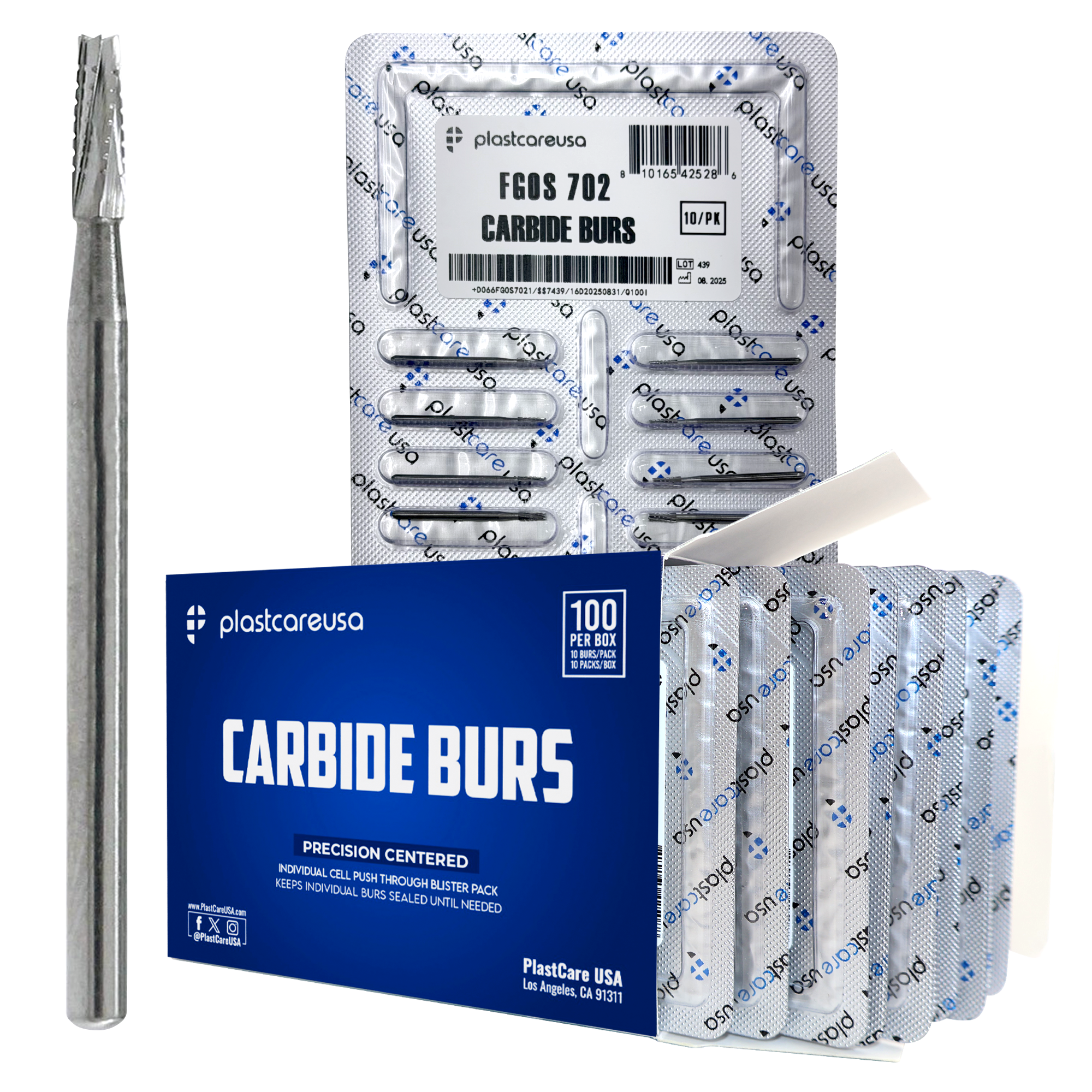 PlastCare USA 702 Surgical Carbide Burs 100-Pack FG | DoctorSupplies.com
