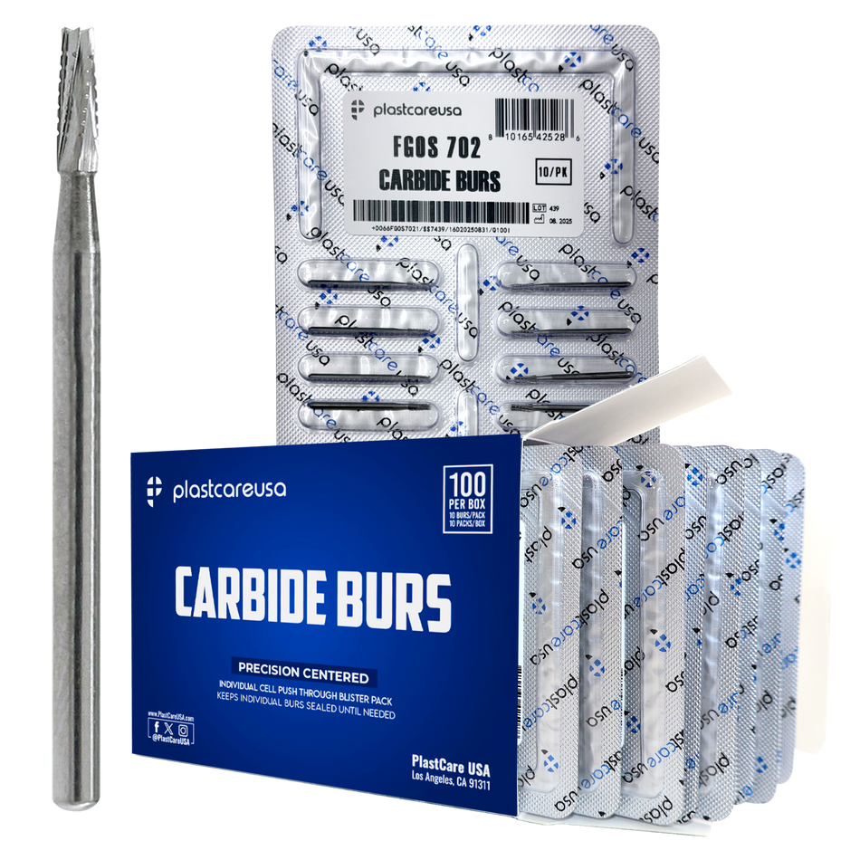 PlastCare USA 702 Surgical Carbide Burs 100-Pack FG | DoctorSupplies.com