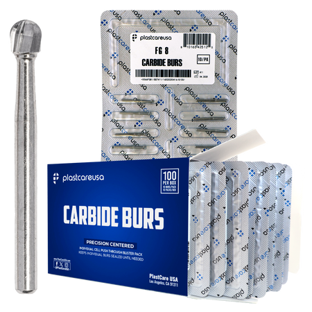 PlastCare USA FG 8 Clinical Length Carbide Burs - 100 Pack | DoctorSupplies.com