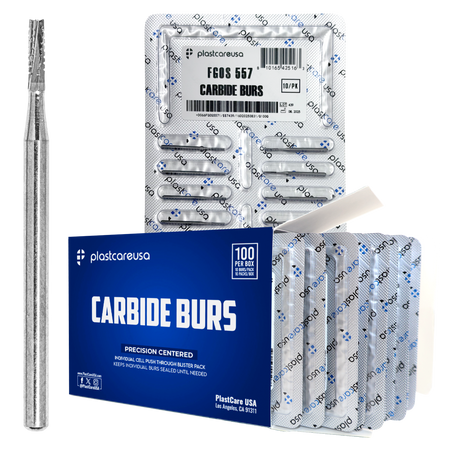 PlastCare USA 557 Surgical Carbide Burs 100-Pack for Dental | DoctorSupplies.com