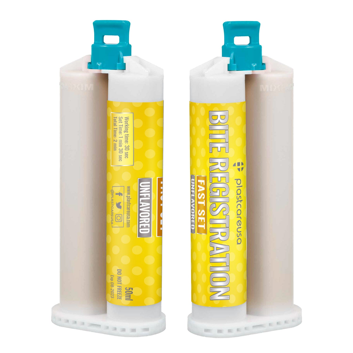 PlastCare USA Fast Set Bite Registration 2x50ml Cartridges - front view | DoctorSupplies.com