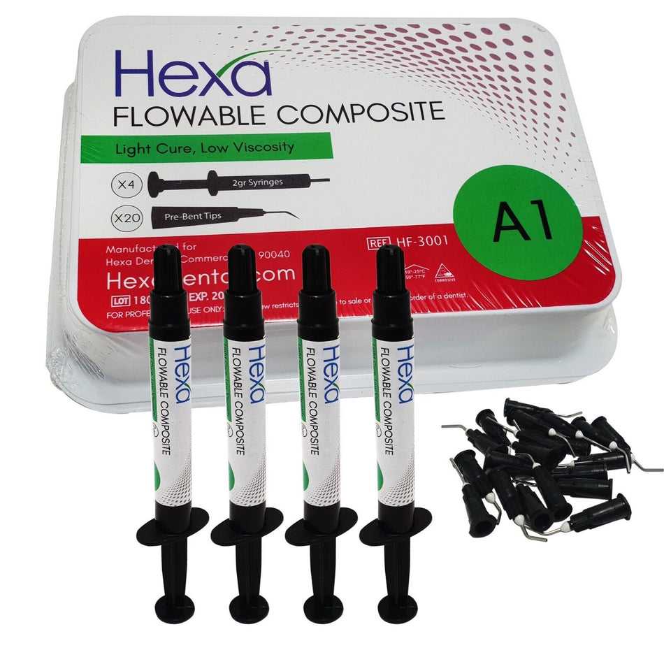 Hexa A1 Flowable Composite Light Cure (4x2g + 20 Tips) | DoctorSupplies.com