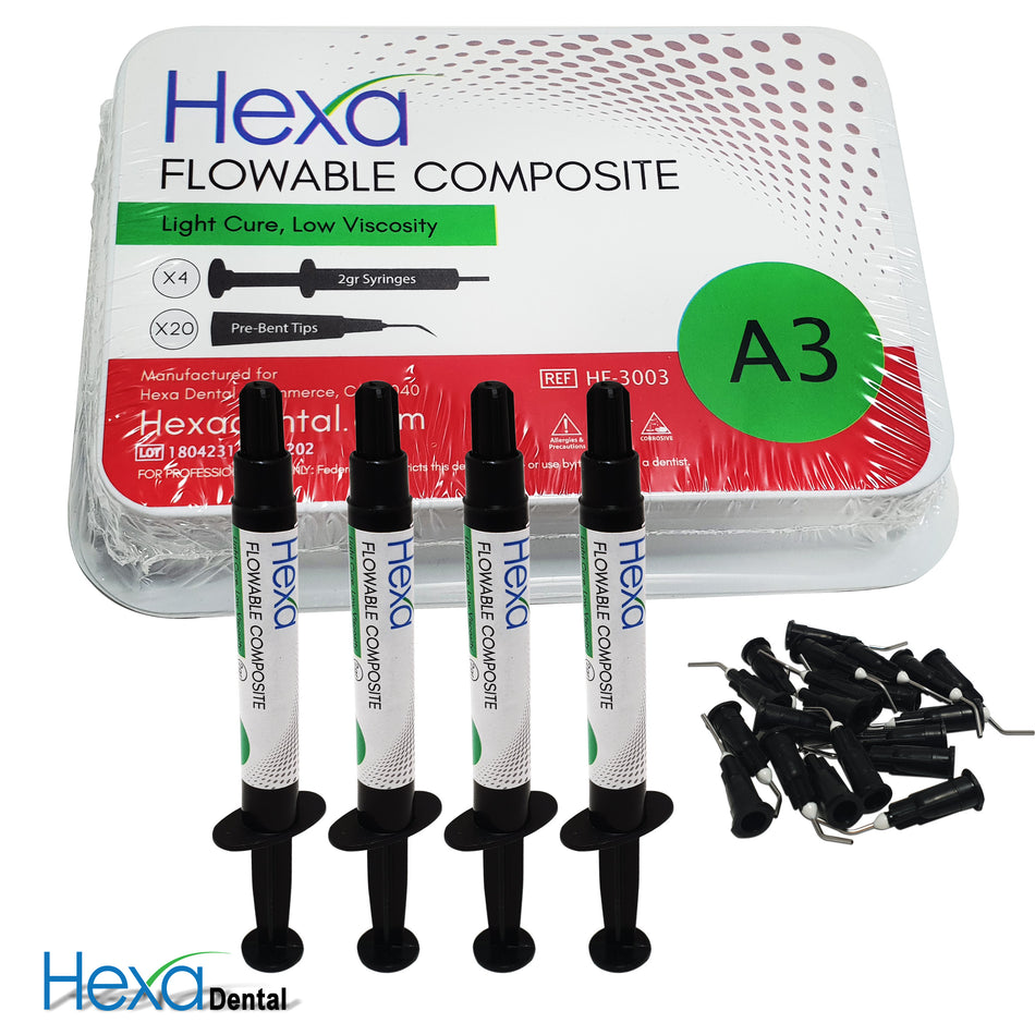 Hexa A3 Flowable Composite Light Cure Kit (4x2g + 20 Tips) | DoctorSupplies.com