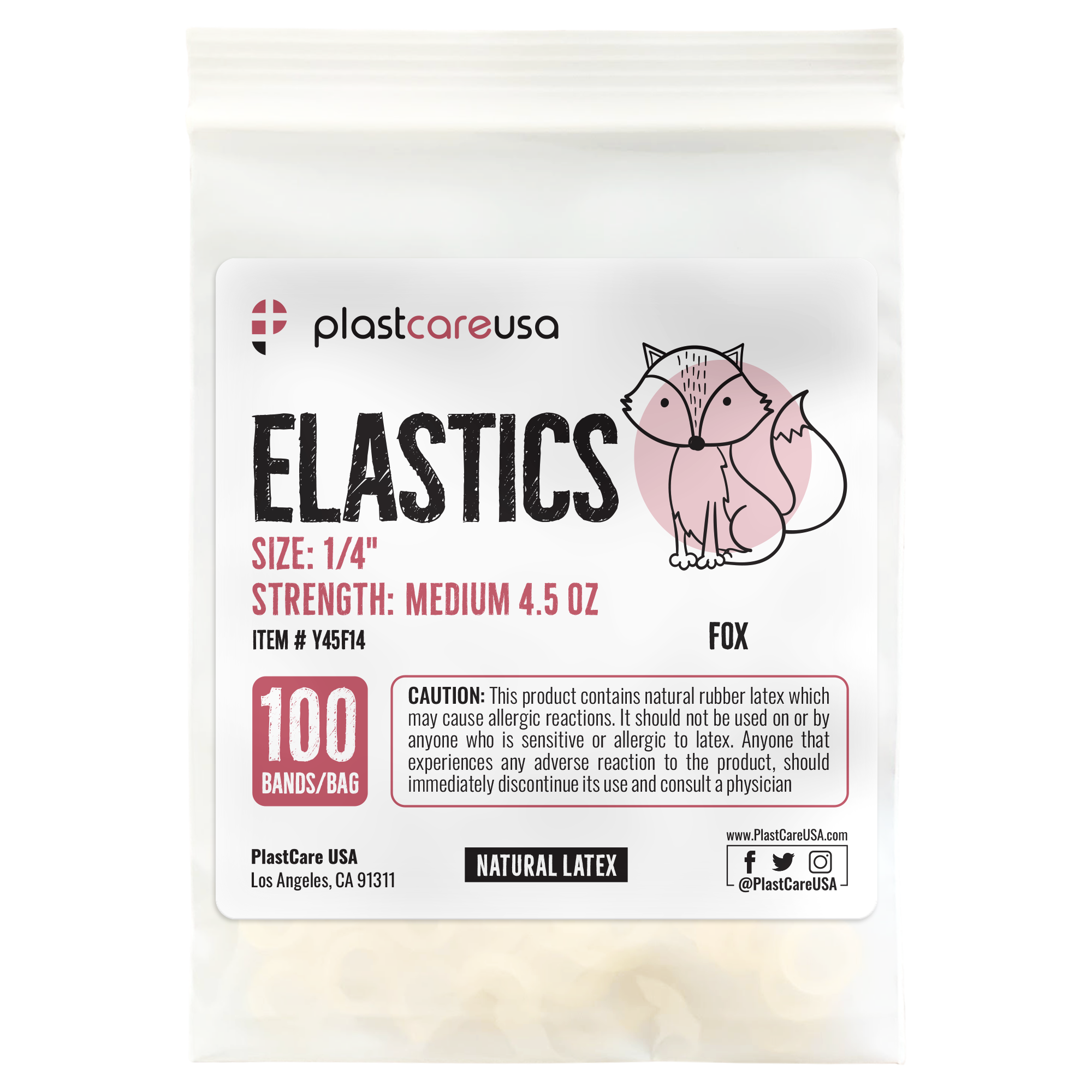 2000 (1/4" Fox, Medium 4.5 Oz) Yellow Orthodontic Latex Elastic Rubber Bands for Braces | DoctorSupplies.com