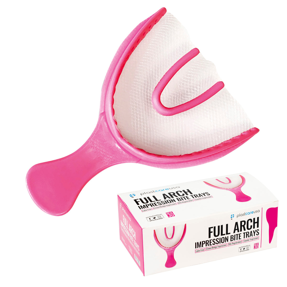 Full Arch Pink Bite Registration Trays - Box of 30 | DoctorSupplies.com