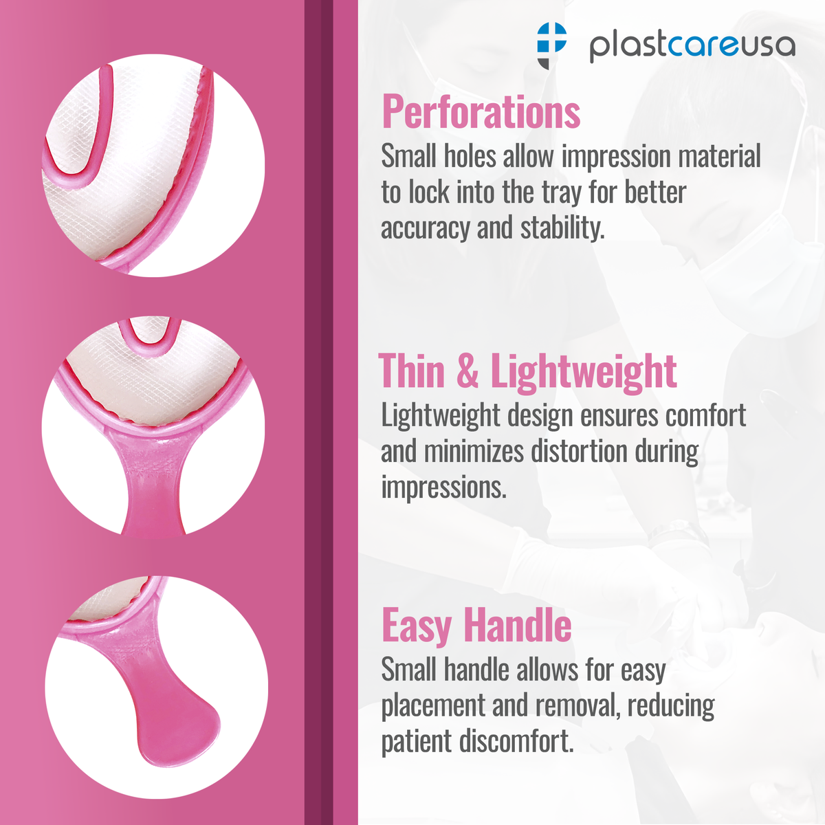 Full Arch Pink Bite Registration Trays - Box of 30 - detail view | DoctorSupplies.com