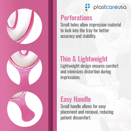 Full Arch Pink Bite Registration Trays - Box of 30 - detail view | DoctorSupplies.com