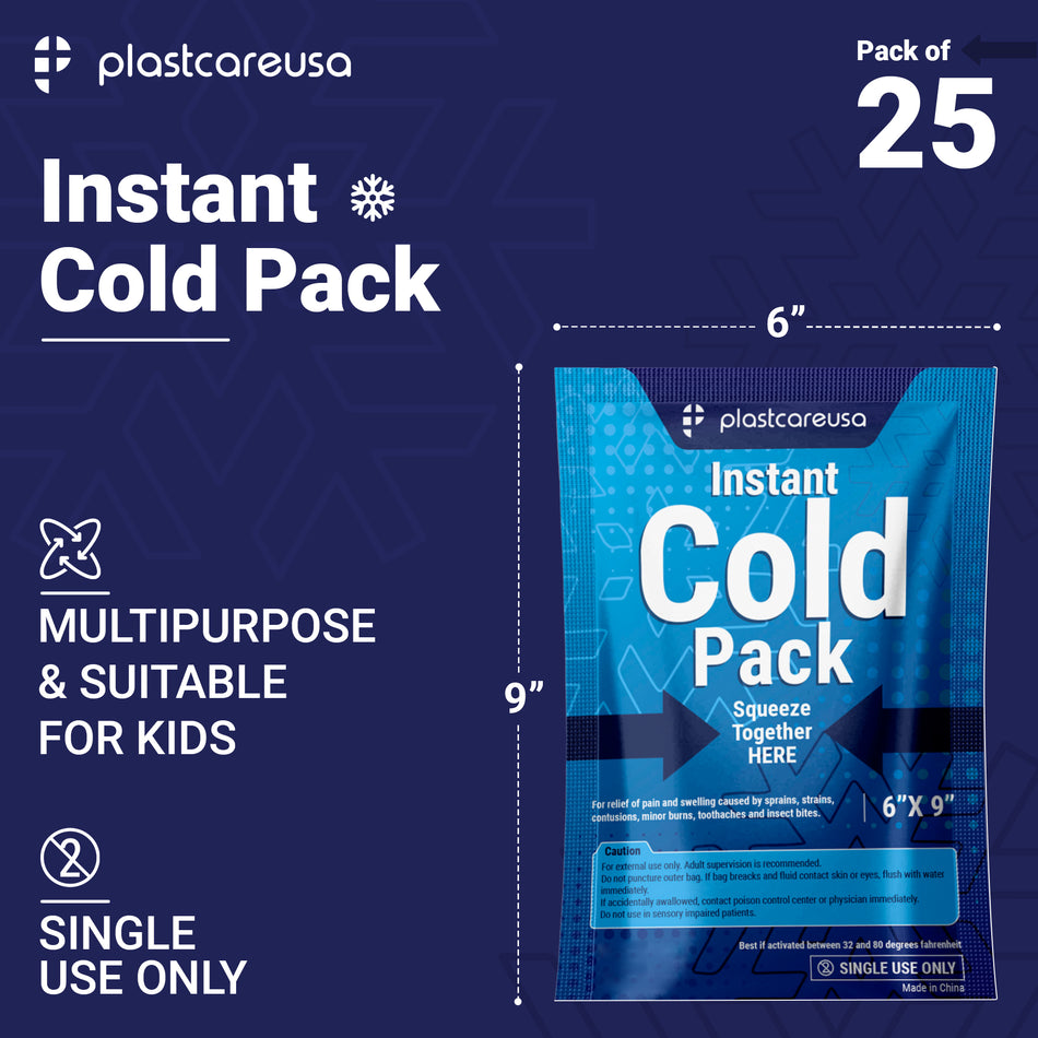 6x9 Instant Cold Packs - Case of 25 for Pain Relief & Swelling - front view | DoctorSupplies.com