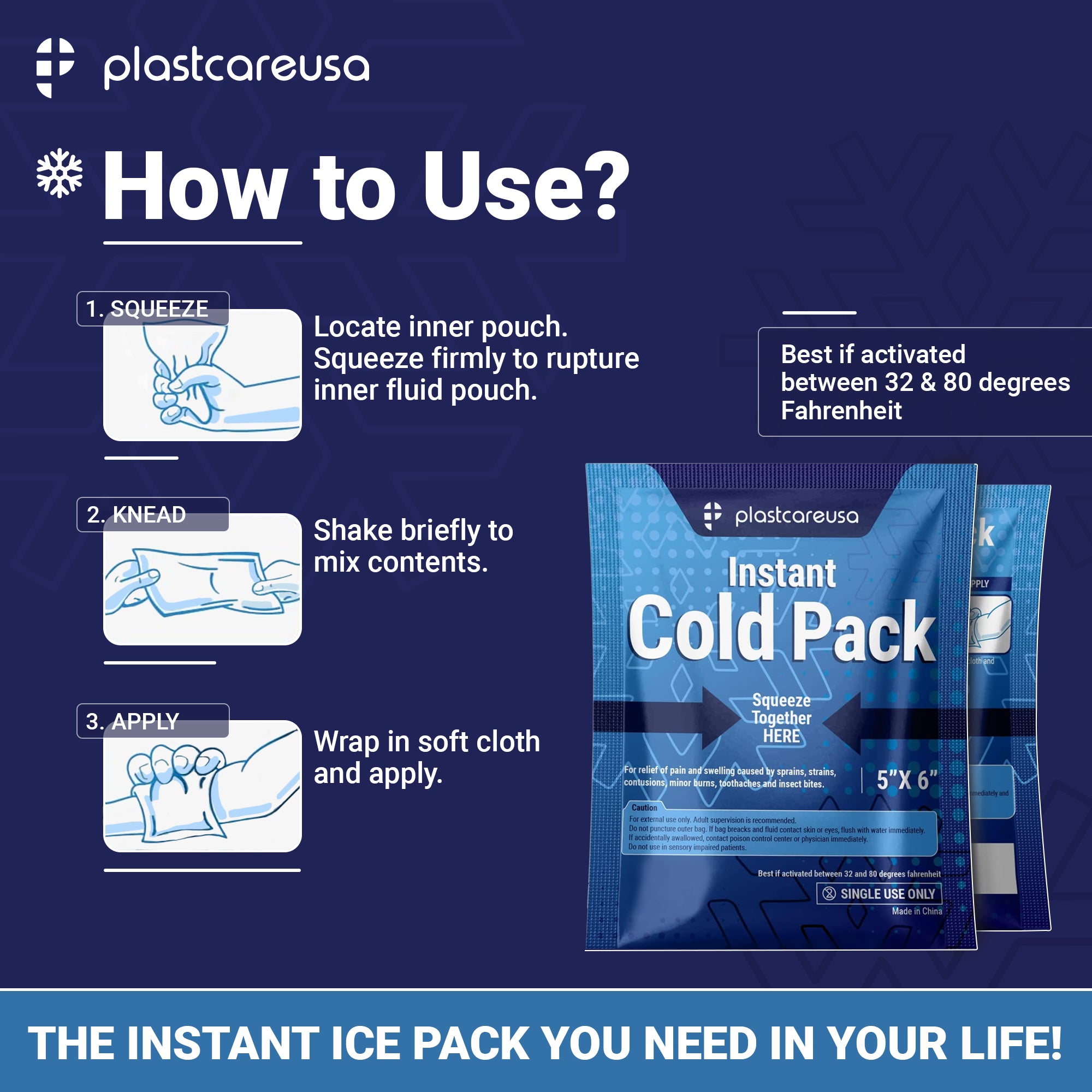 6x9 Instant Cold Packs - Case of 25 for Pain Relief & Swelling - detail view | DoctorSupplies.com