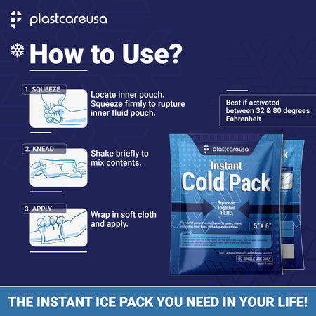 5" x 6" Instant Cold Packs for Pain Relief, Swelling, Sprains (Case of 25 Disposable Packs) - detail view | DoctorSupplies.com