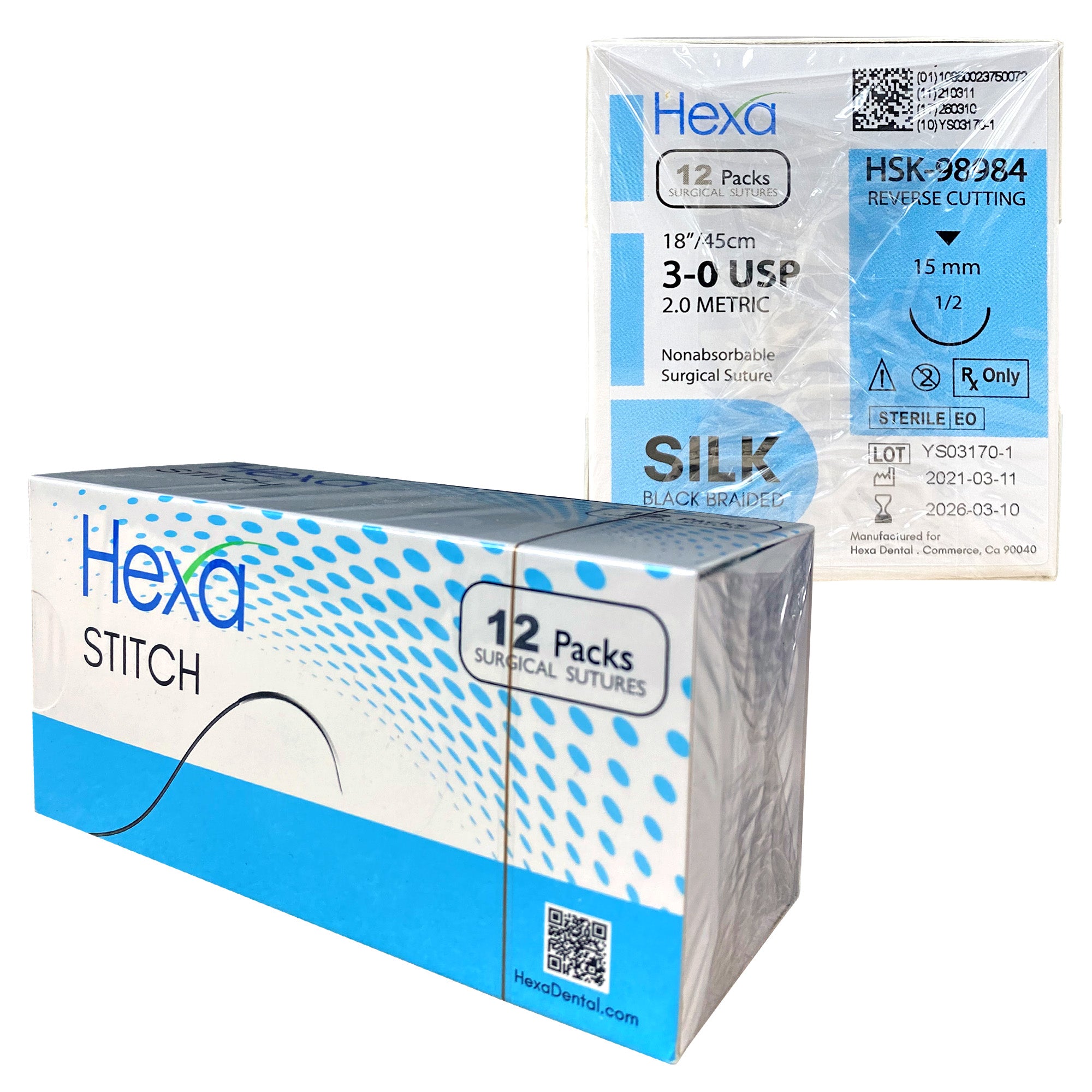 3/0 18" Silk Reverse Cutting Sutures C26 Needle (Box of 12) | DoctorSupplies.com