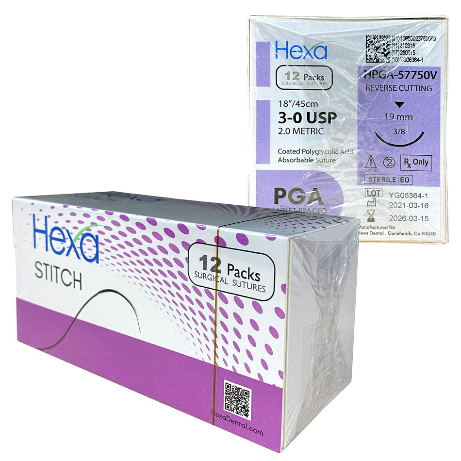 3/0 18" PGA Violet Braided Sutures C6 Needle (Box of 12) | DoctorSupplies.com