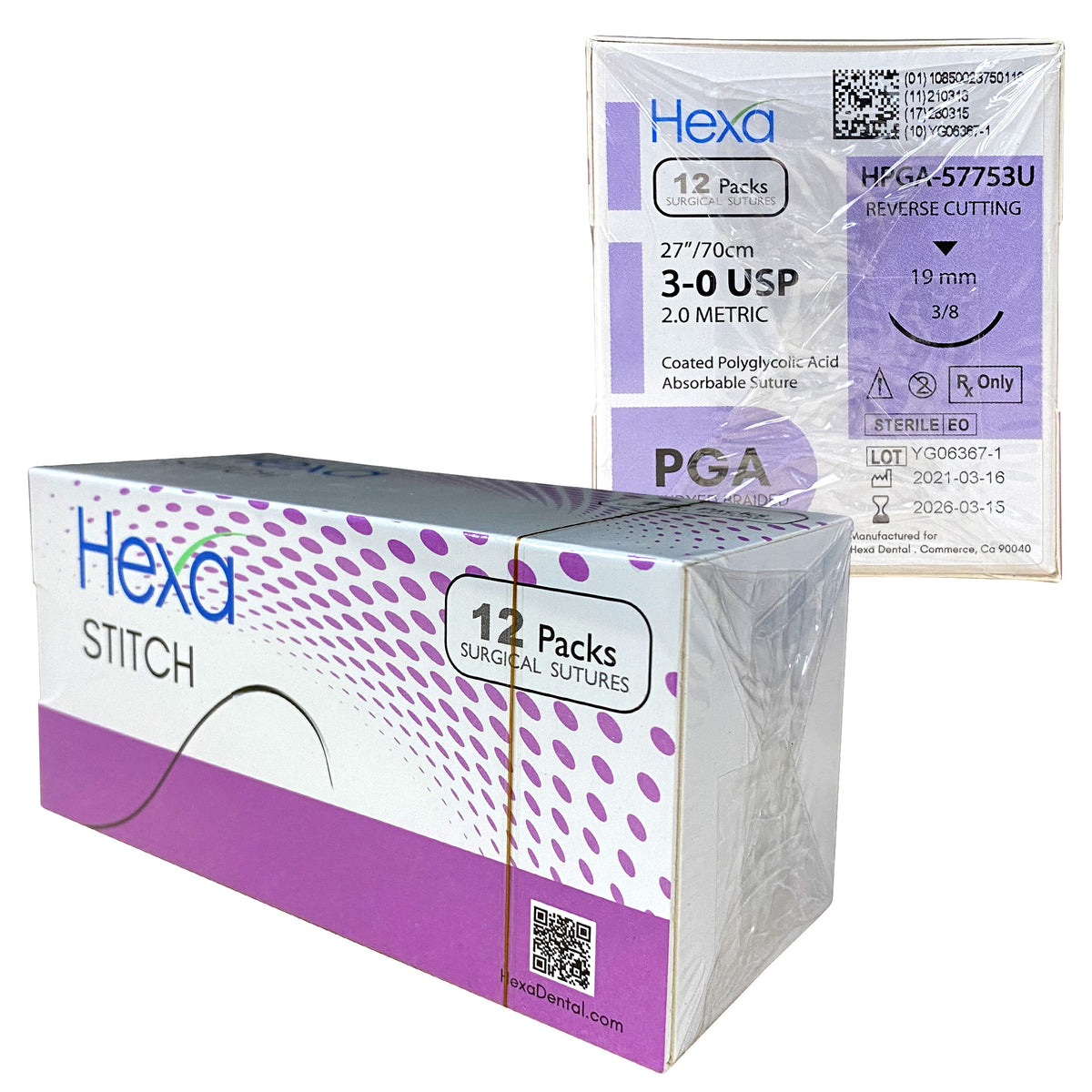 3/0 30" PGA Reverse Cutting Sutures C6 Needle Box of 12 | DoctorSupplies.com
