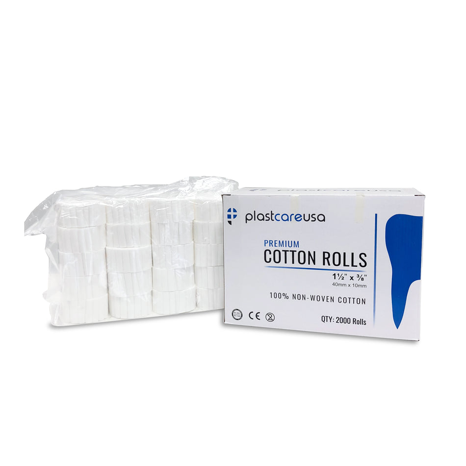 20,000 Cotton Rolls 1-1/2" x 3/8" #2 Medium - PlastCare USA | DoctorSupplies.com