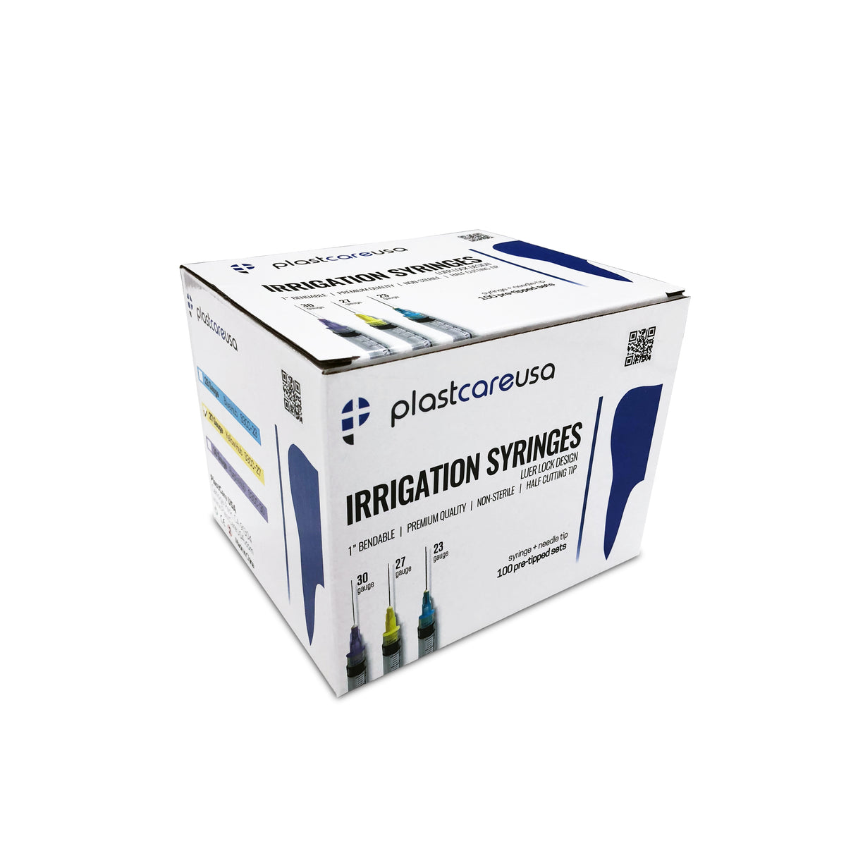 25 x 3cc 27 Gauge Irrigation Syringes & Tips, Yellow (1 Bag) - back view | DoctorSupplies.com