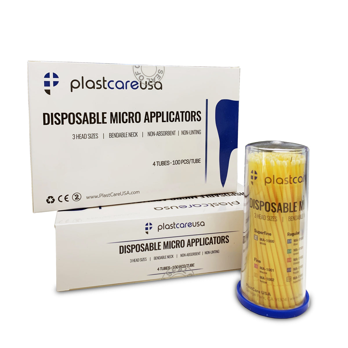 400 Fine Yellow Dental Micro Applicator Brushes (4 Tubes of 100) | DoctorSupplies.com