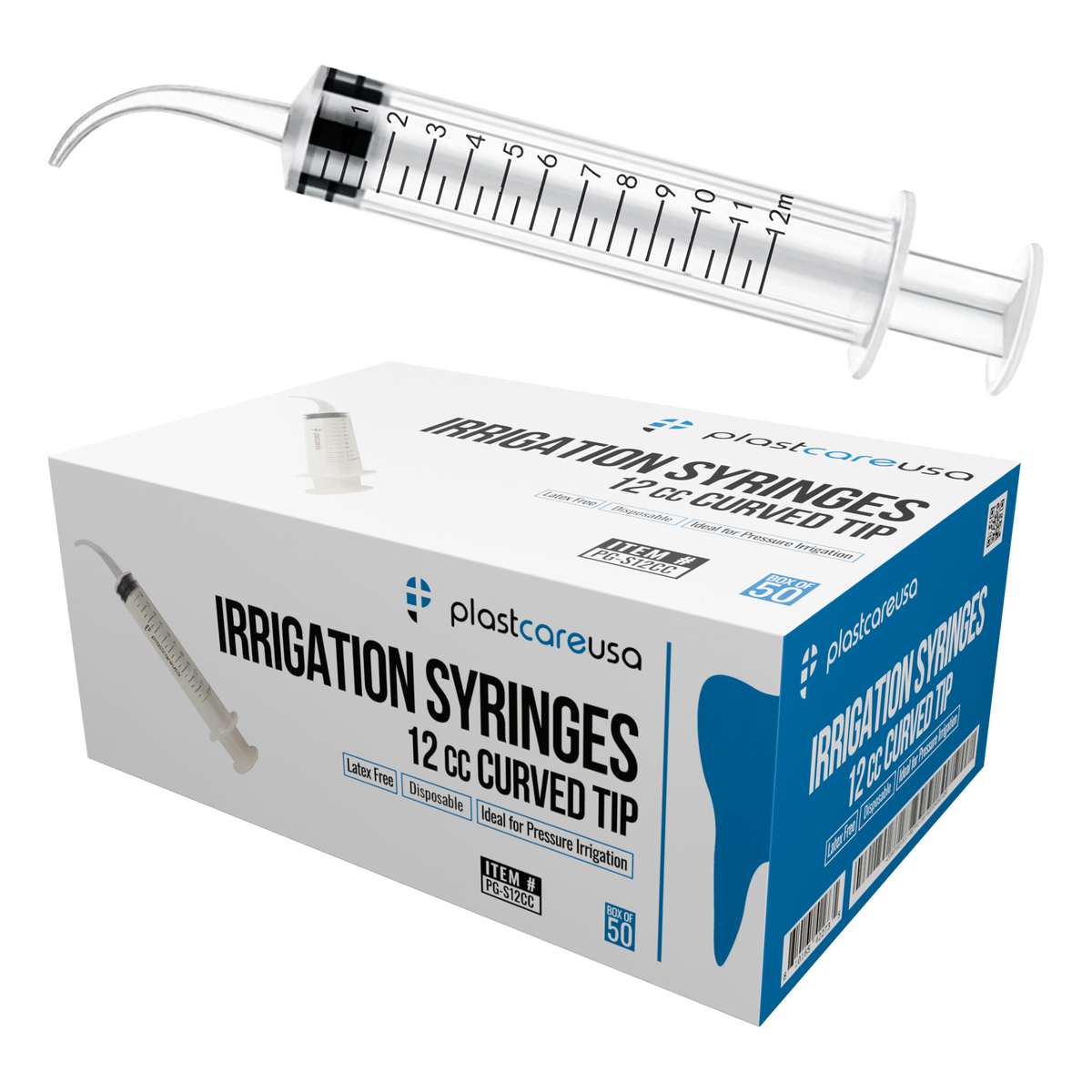 50 Curved Tip 12cc Monoject 412 Style Dental Oral Irrigation Utility Syringes (1 Box) | DoctorSupplies.com