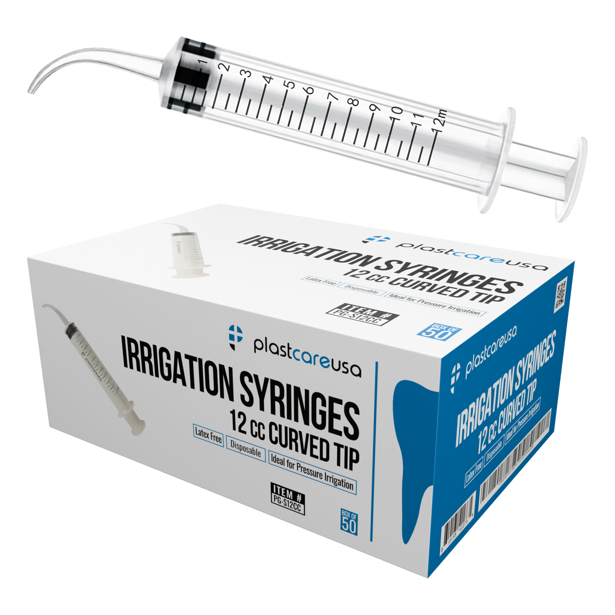 50 Curved Tip 12cc Monoject 412 Style Dental Oral Irrigation Utility Syringes (1 Box) | DoctorSupplies.com