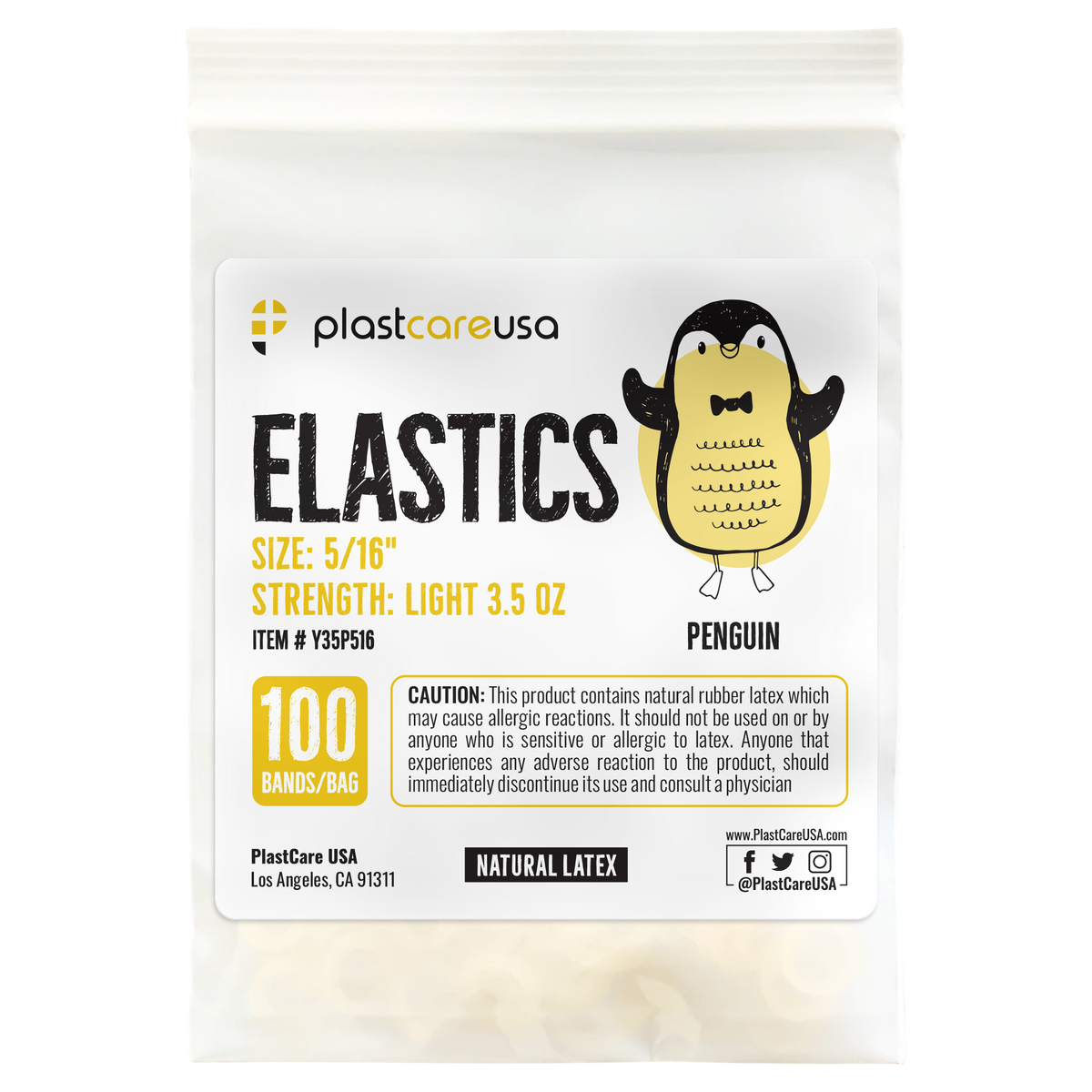 Yellow Orthodontic Elastic Bands 5/16" Penguin Light 3.5 Oz | DoctorSupplies.com
