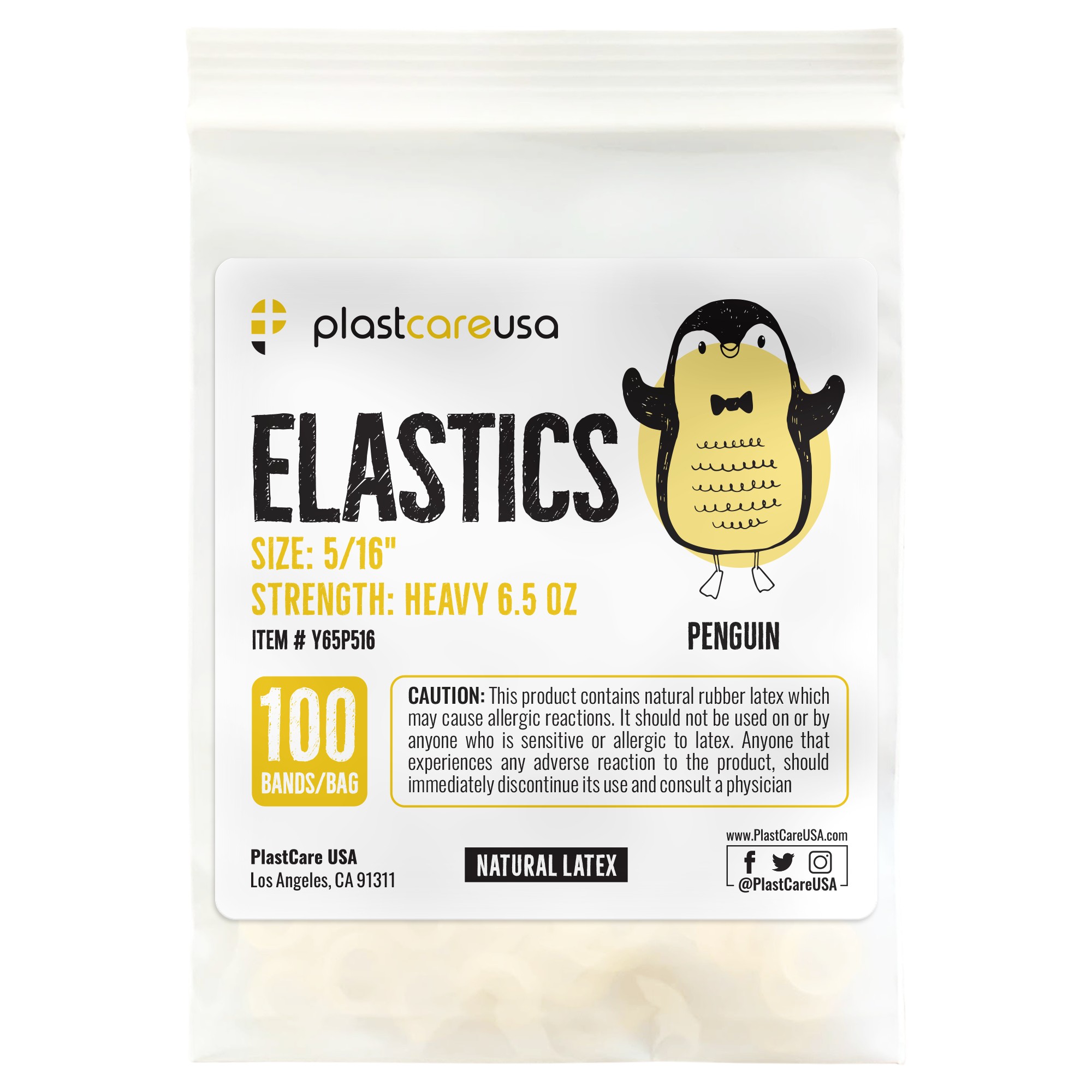 Yellow Orthodontic Latex Elastic Bands 5/16" Penguin Heavy 6.5 Oz | DoctorSupplies.com