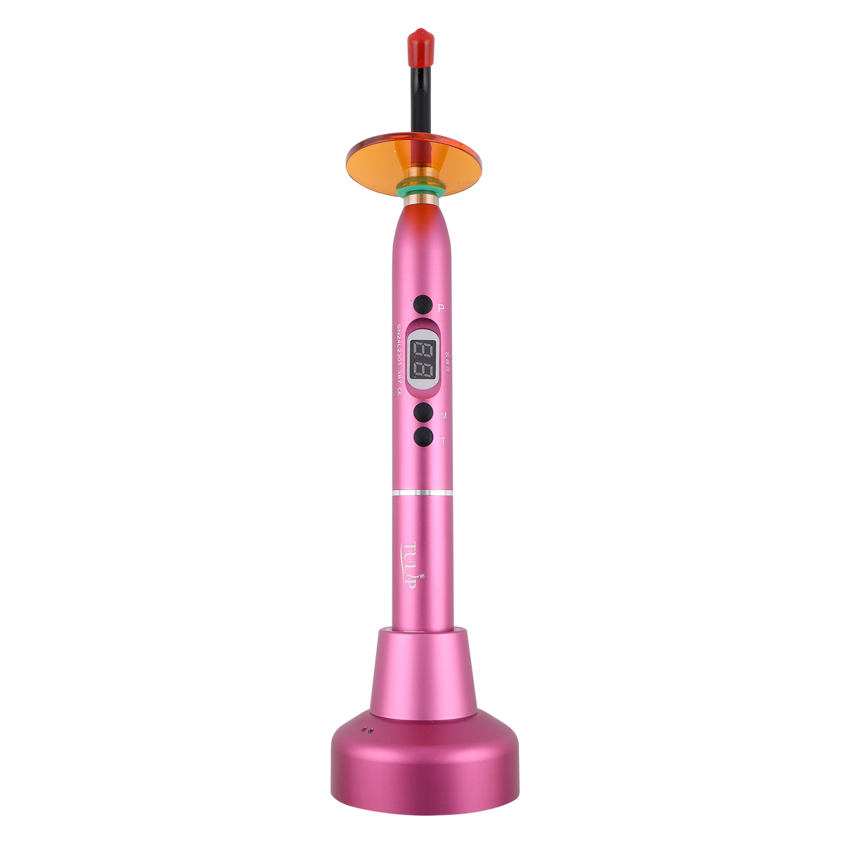 Tulip Cordless Dental 4 LED Curing Light – 1200 mW/cm² 430-485nm Stainless Steel Design (Pink) | DoctorSupplies.com