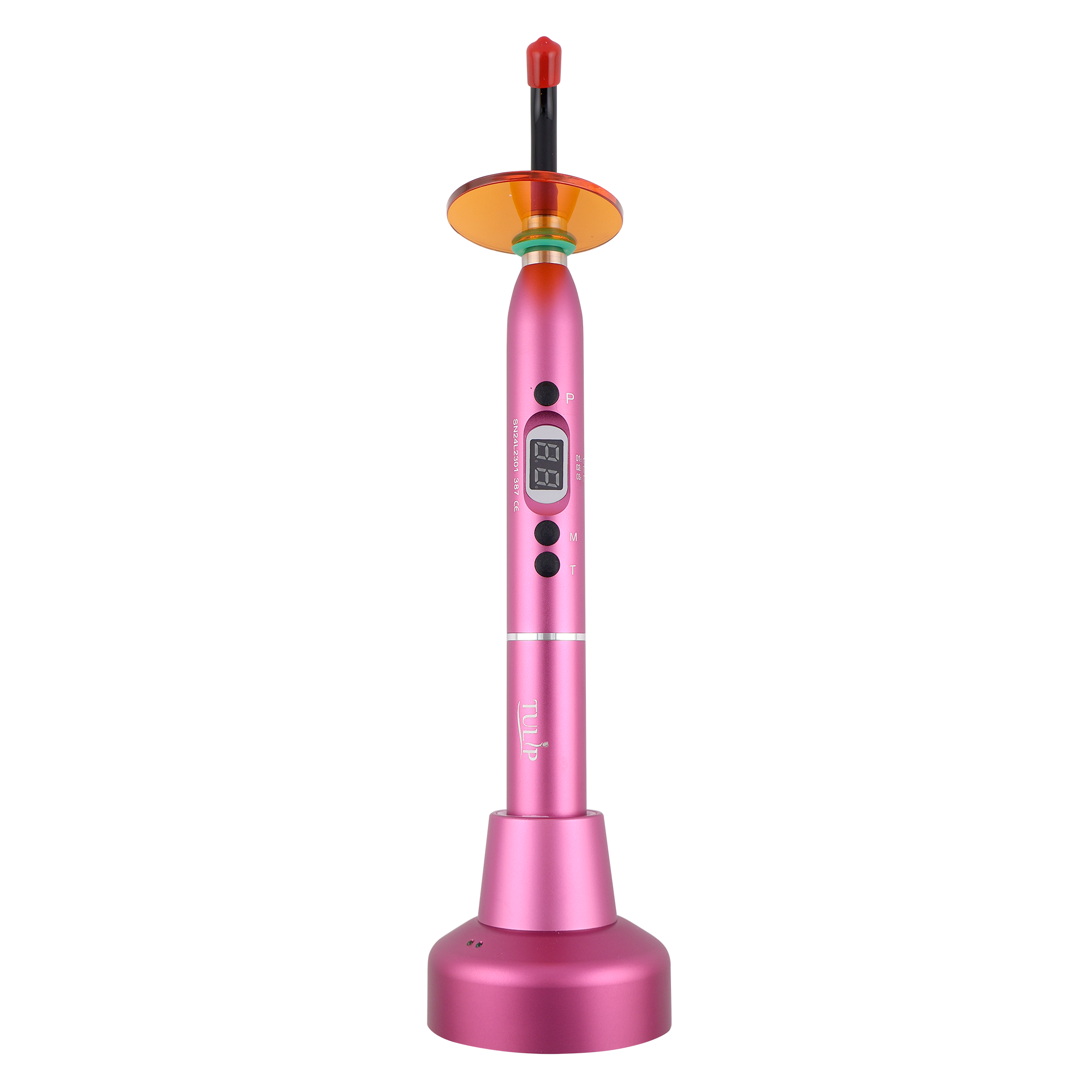 Tulip Cordless Dental 4 LED Curing Light – 1200 mW/cm² 430-485nm Stainless Steel Design (Pink) | DoctorSupplies.com