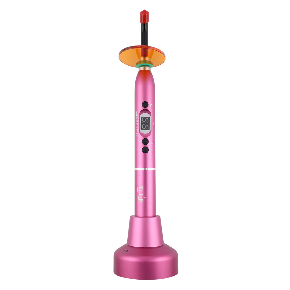 Tulip Cordless Dental 4 LED Curing Light – 1200 mW/cm² 430-485nm Stainless Steel Design (Pink) | DoctorSupplies.com