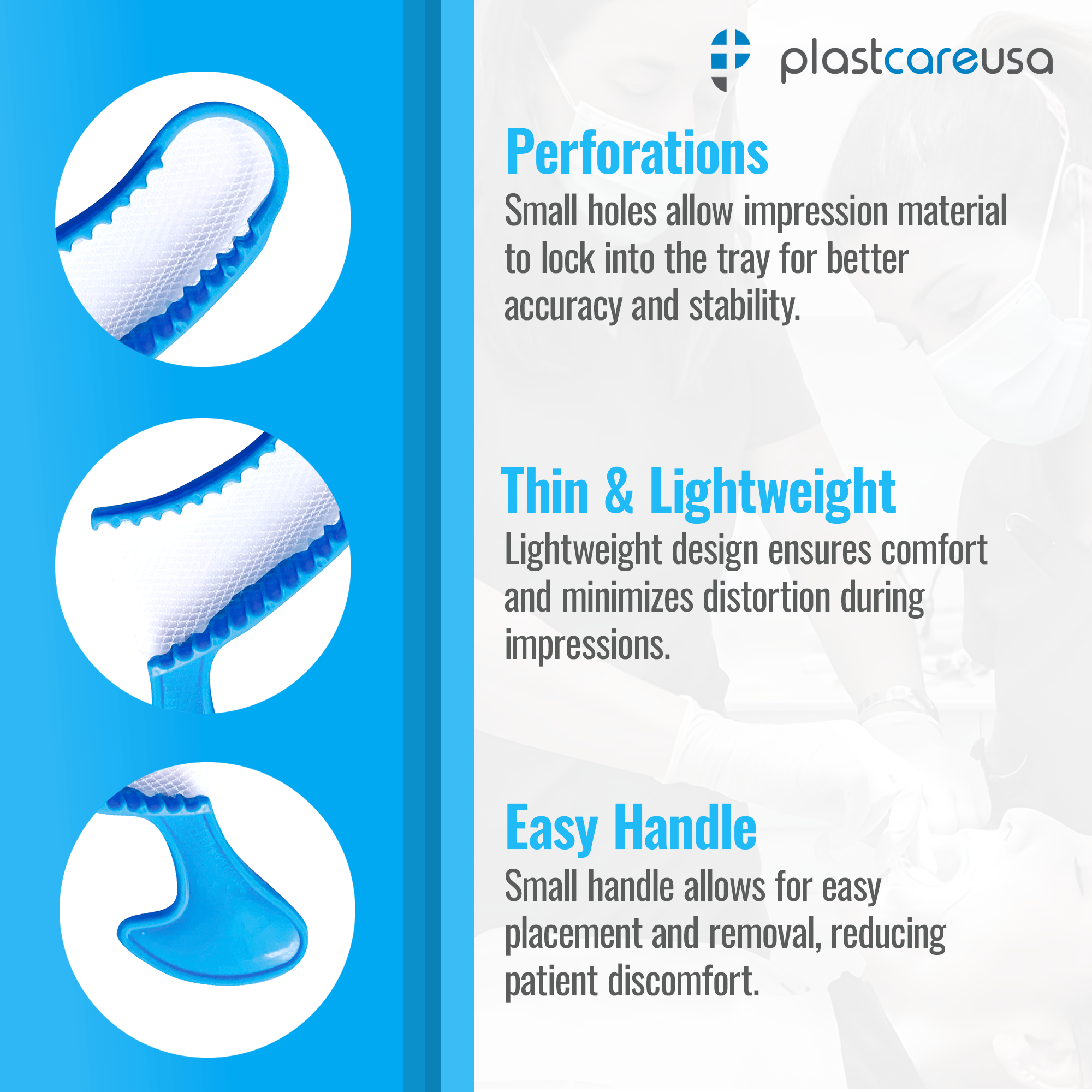 Posterior Blue Bite Registration Trays - 50/Box | Dental Supplies - detail view | DoctorSupplies.com