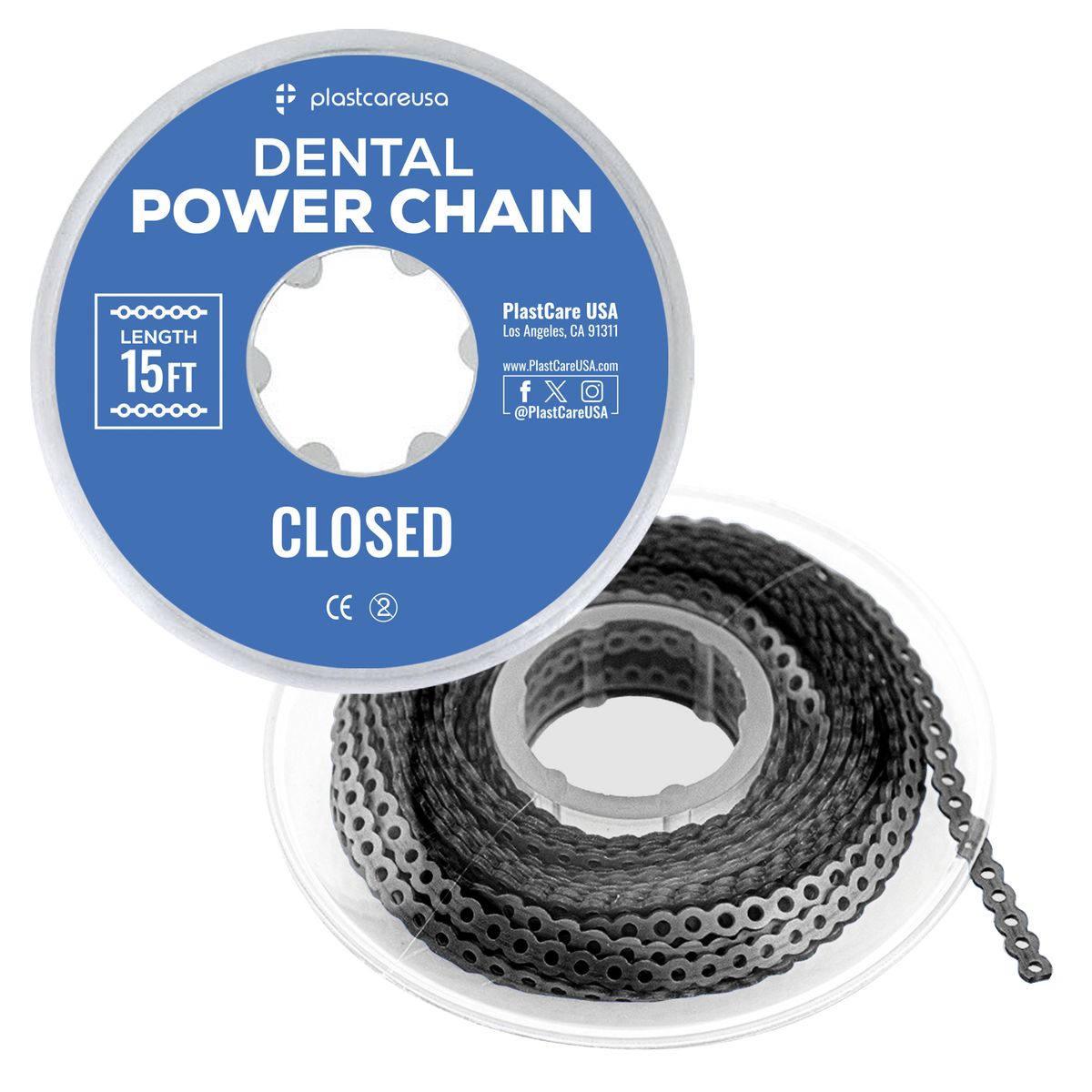 Black Dental Power Chain (Closed) – 15 ft Orthodontic Elastic | DoctorSupplies.com