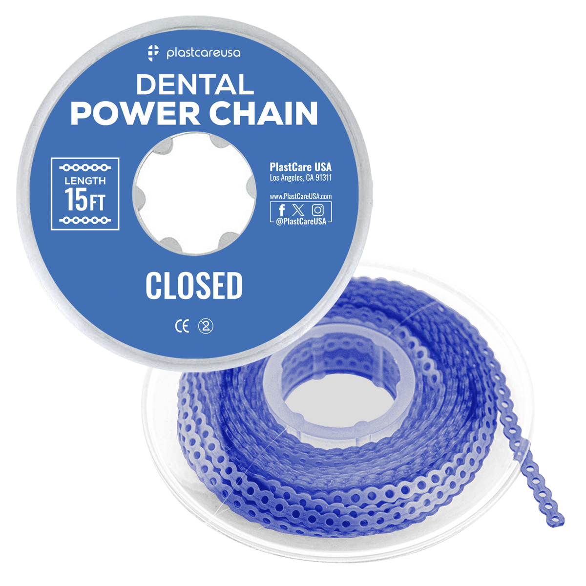 Dark Blue Dental Power Chain (Closed) – 15 ft Orthodontic Elastic | DoctorSupplies.com