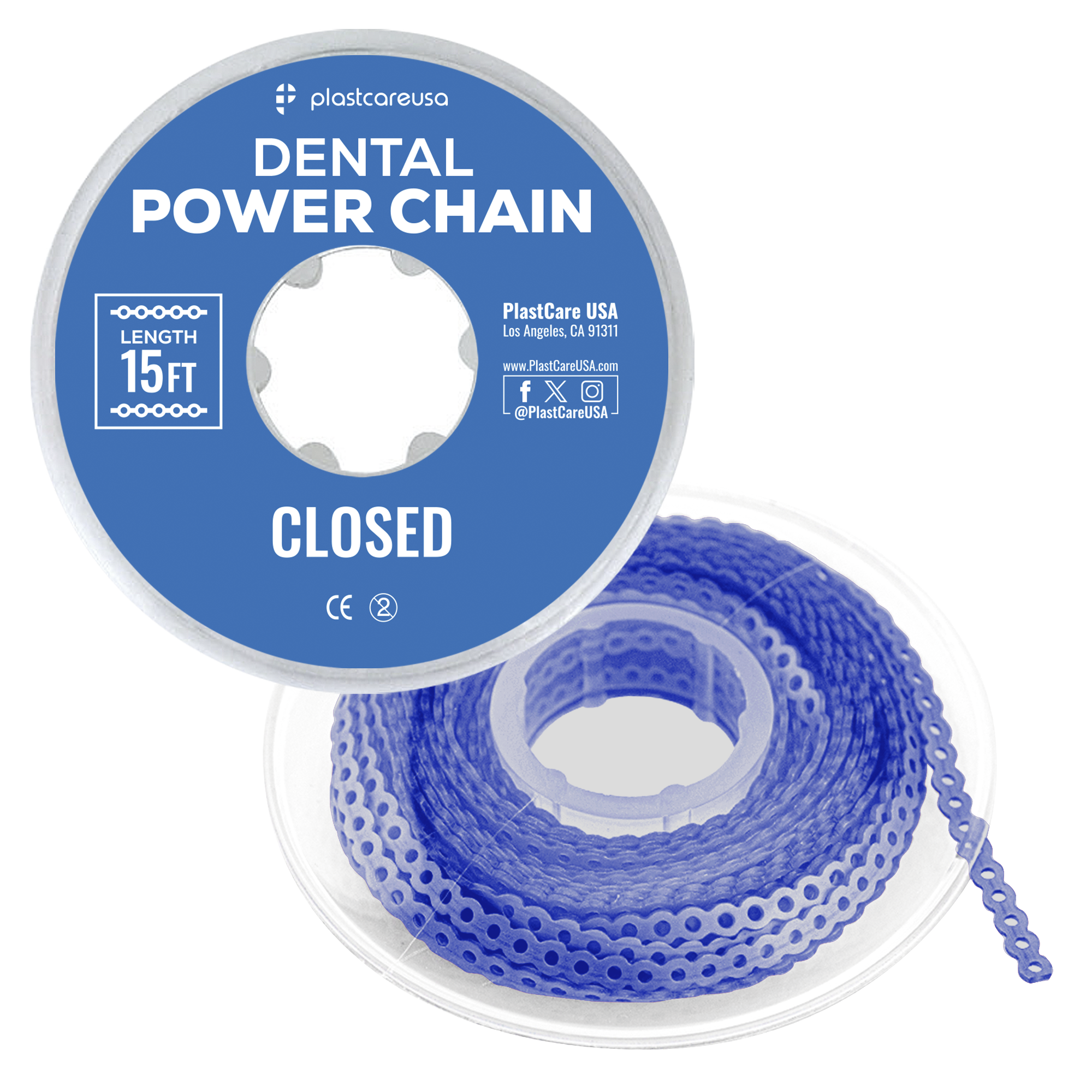 Dark Blue Dental Power Chain (Closed) – 15 ft Orthodontic Elastic | DoctorSupplies.com