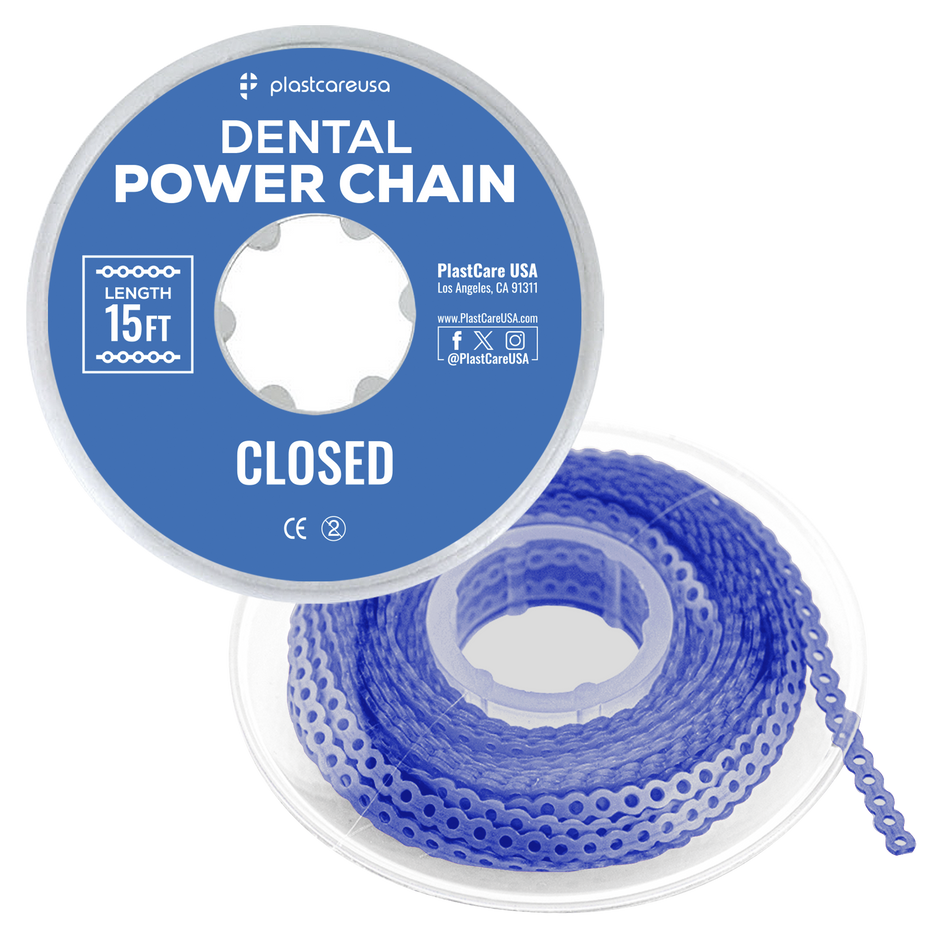 Dark Blue Dental Power Chain (Closed) – 15 ft Orthodontic Elastic Chain for Braces