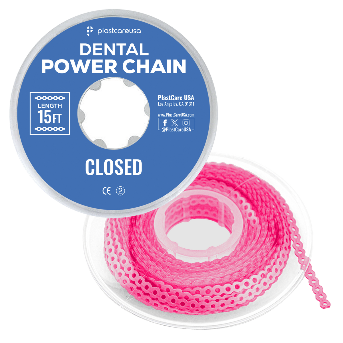 Pink Dental Power Chain (Closed) – 15 ft Orthodontic Elastic | DoctorSupplies.com