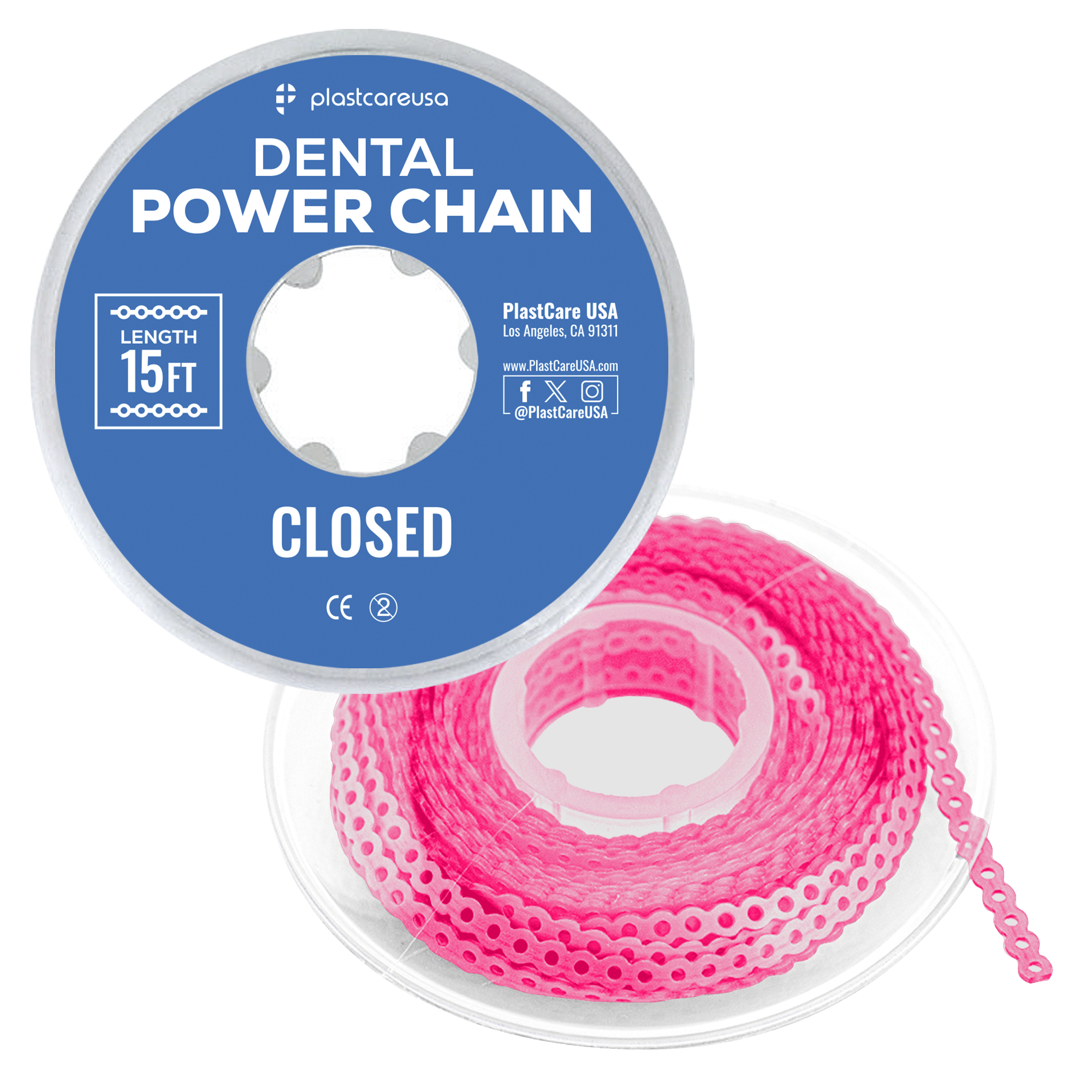 Pink Dental Power Chain (Closed) – 15 ft Orthodontic Elastic | DoctorSupplies.com