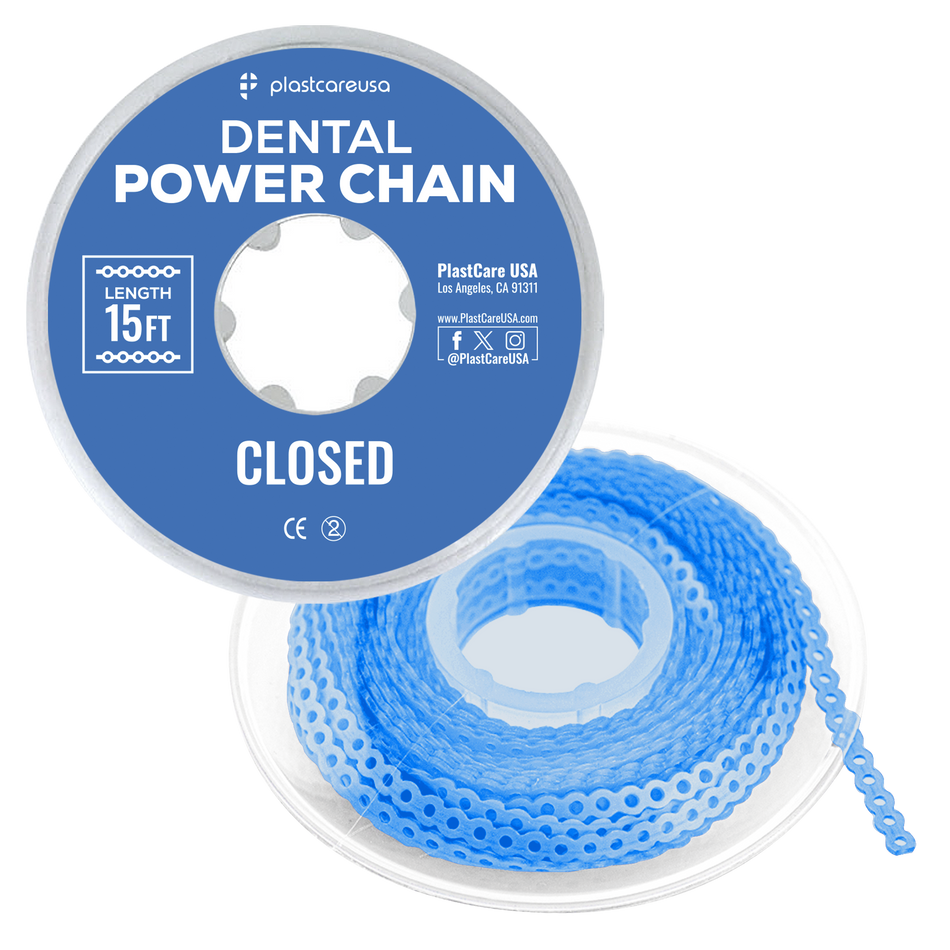 Light Sky Blue Dental Power Chain (Closed) – 15 ft Orthodontic Elastic Chain for Braces