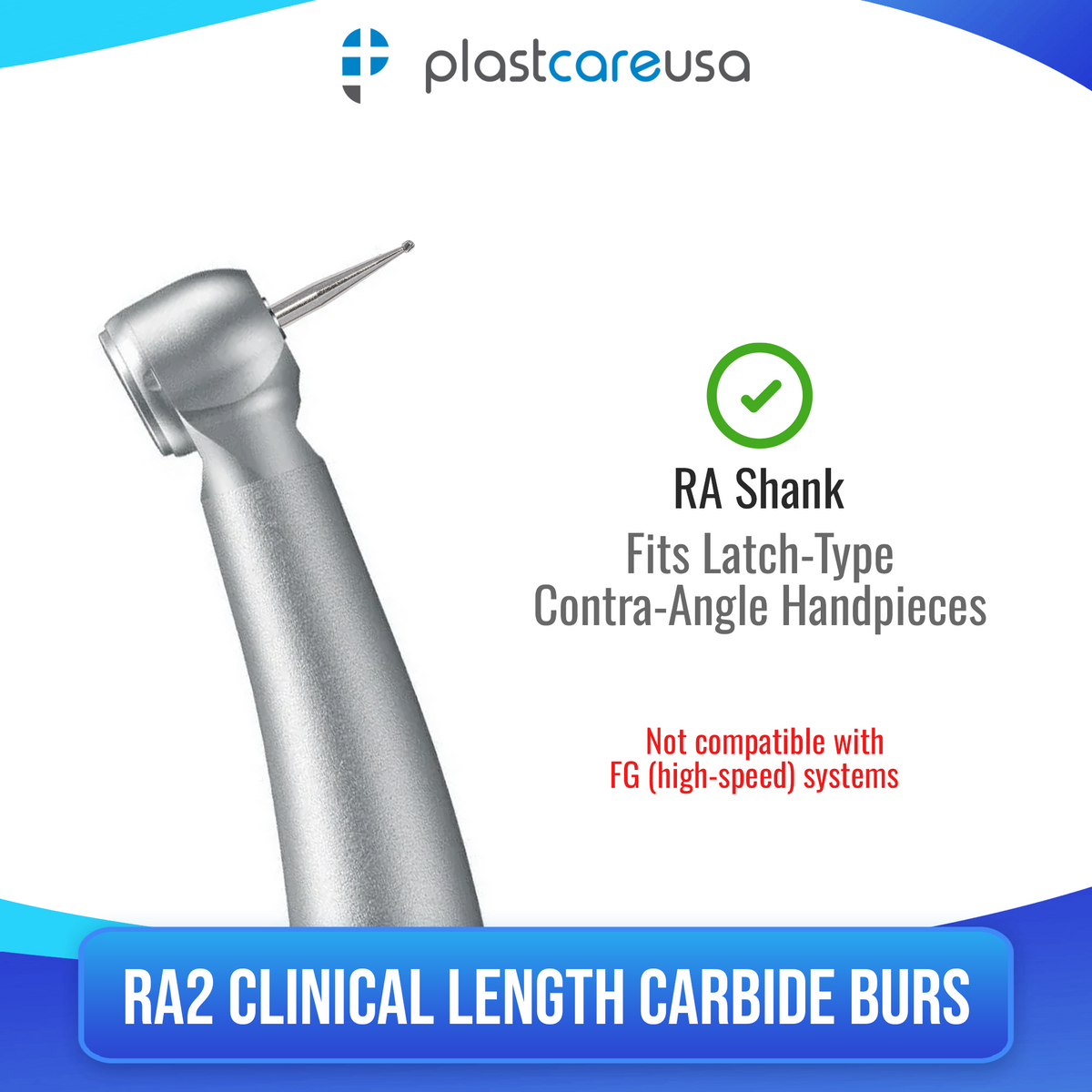 RA 2 Carbide Burs 100 Pack - Latch Type for Slow Speed - detail view | DoctorSupplies.com