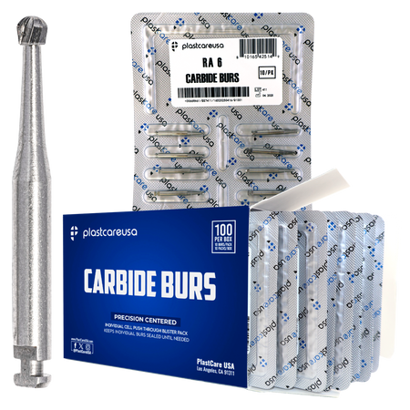 RA 6 Carbide Burs 100 Pack - Latch-Type for Slow Speed | DoctorSupplies.com
