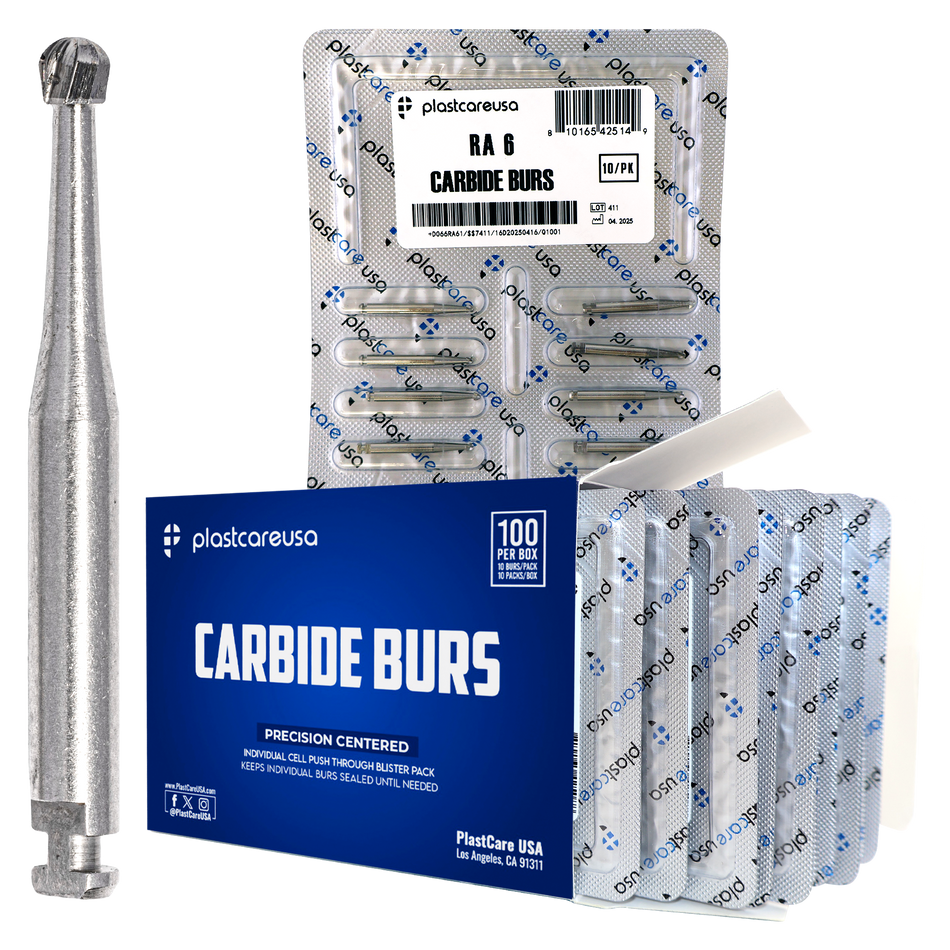 RA 6 Carbide Burs 100 Pack - Latch-Type for Slow Speed | DoctorSupplies.com
